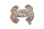 Chanel CC Logo Brooch Faux Pearl Flower Motif Metal Gold — view 4