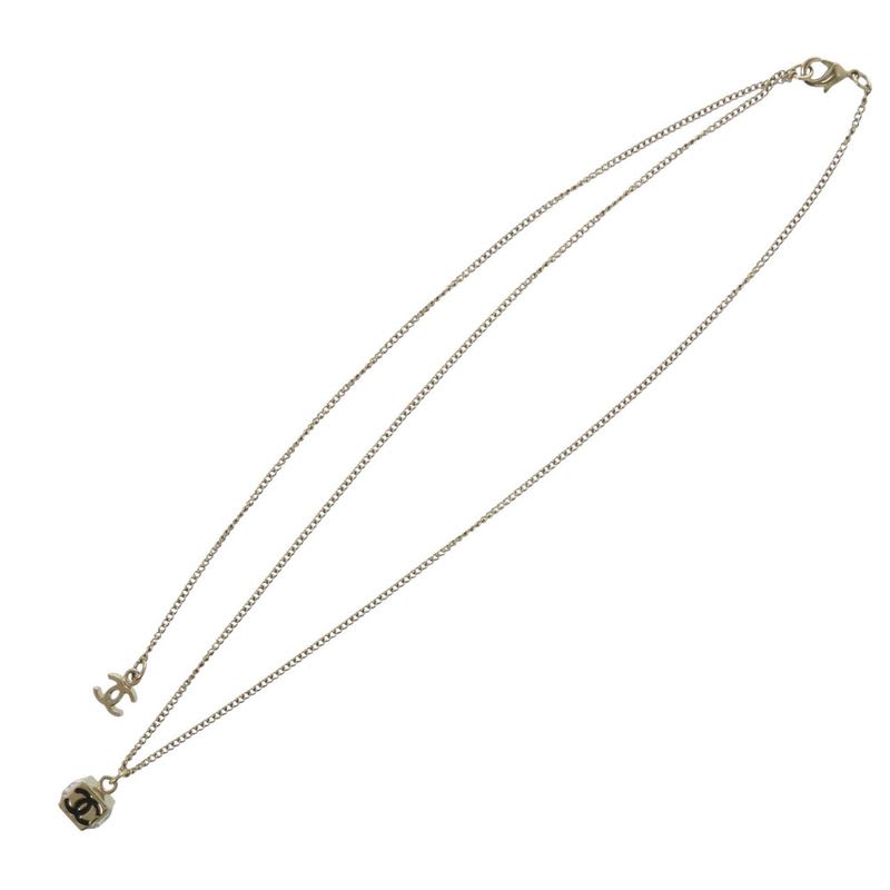 Chanel Coco Mark Cube CC Logo Abe819 Necklace Rhinestone GP Crystal B25 C Black — view 8