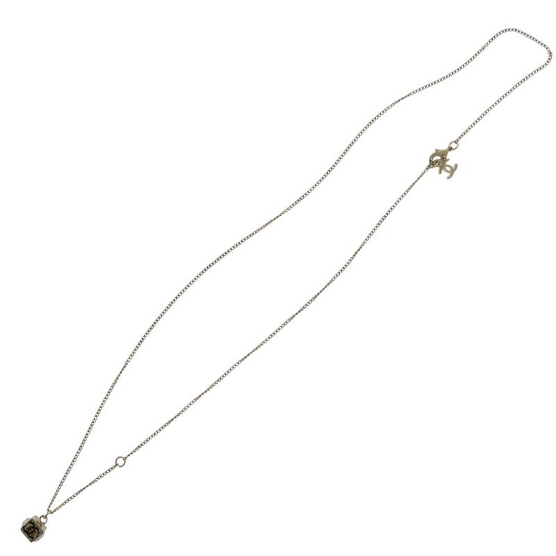 Chanel Coco Mark Cube CC Logo Abe819 Necklace Rhinestone GP Crystal B25 C Black — view 7