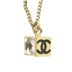 Chanel Coco Mark Cube CC Logo Abe819 Necklace Rhinestone GP Crystal B25 C Black — view 5