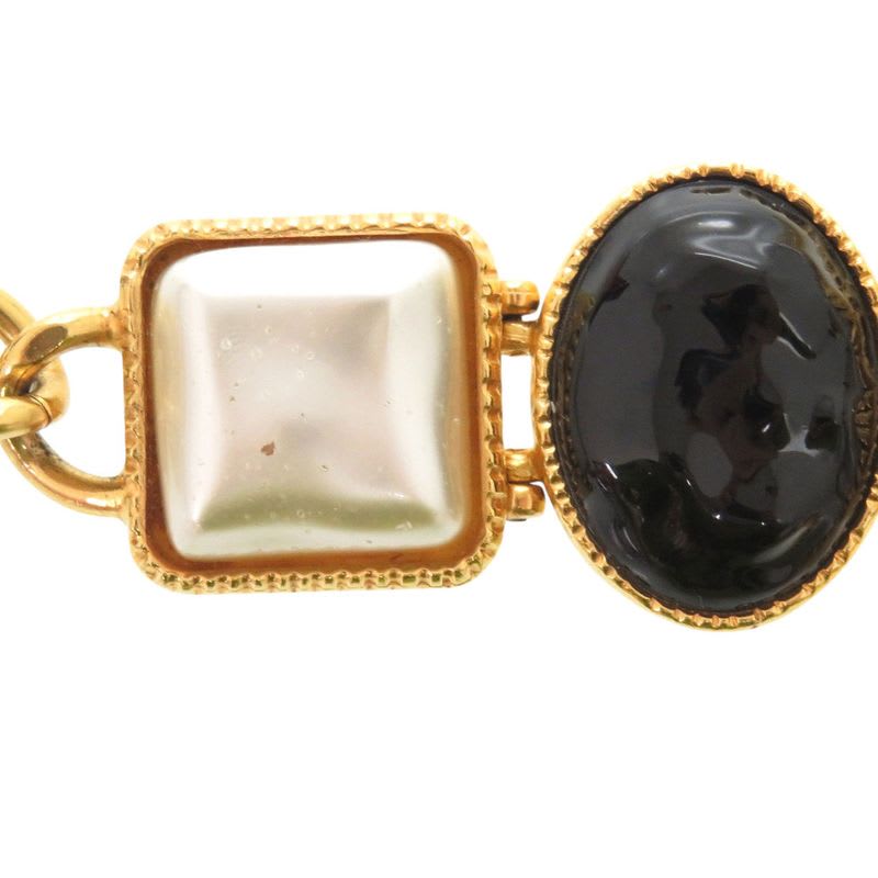 Chanel Gripoix Coco Mark Bracelet GP B20 K Faux Pearl Colored Stone Gold White — view 8