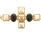 Chanel Gripoix Coco Mark Bracelet GP B20 K Faux Pearl Colored Stone Gold White — view 6