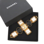 Chanel Gripoix Coco Mark Bracelet GP B20 K Faux Pearl Colored Stone Gold White — view 3