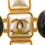 Chanel Gripoix Coco Mark Bracelet GP B20 K Faux Pearl Colored Stone Gold White — view 7
