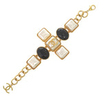 Chanel Gripoix Coco Mark Bracelet GP B20 K Faux Pearl Colored Stone Gold White — view 4