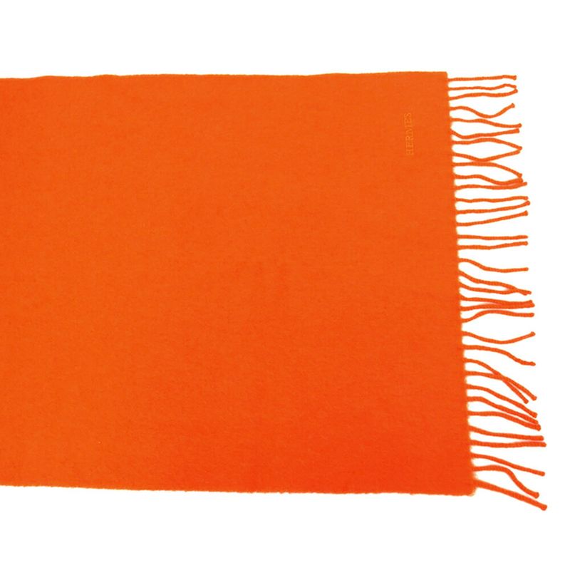 Hermes Muffler Orange Cashmere Accessories Scarf — view 5