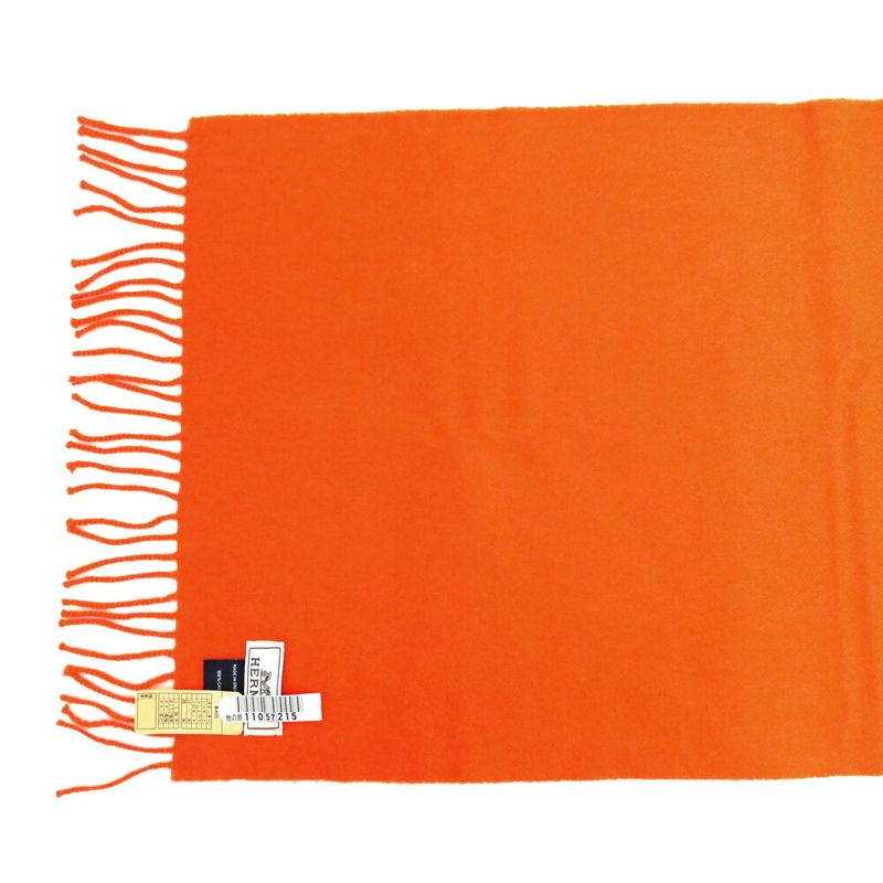 Hermes Muffler Orange Cashmere Accessories Scarf — view 6