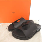 Hermes Edit Size 37 Leather Black Sandals 1289 — view 2
