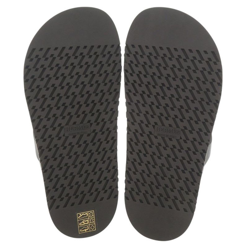 Hermes Edit Size 37 Leather Black Sandals 1289 — view 5