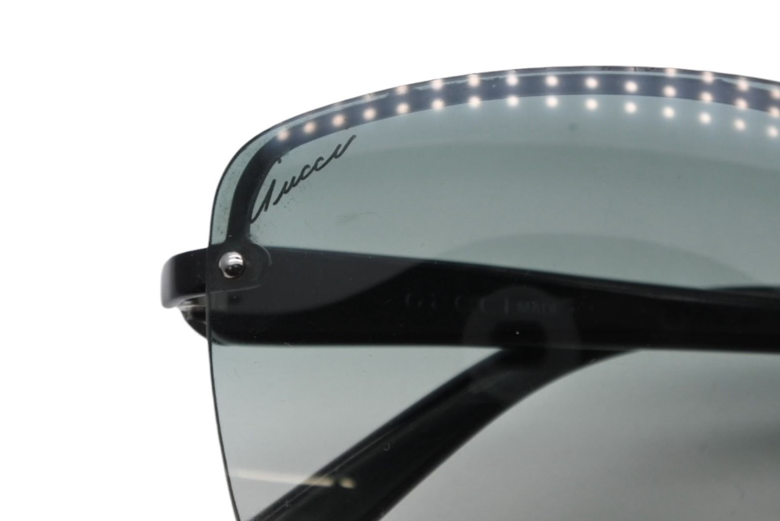 Gucci Sunglasses GG Logo Rimless Eyewear Acetate Metal Black Silver — view 5