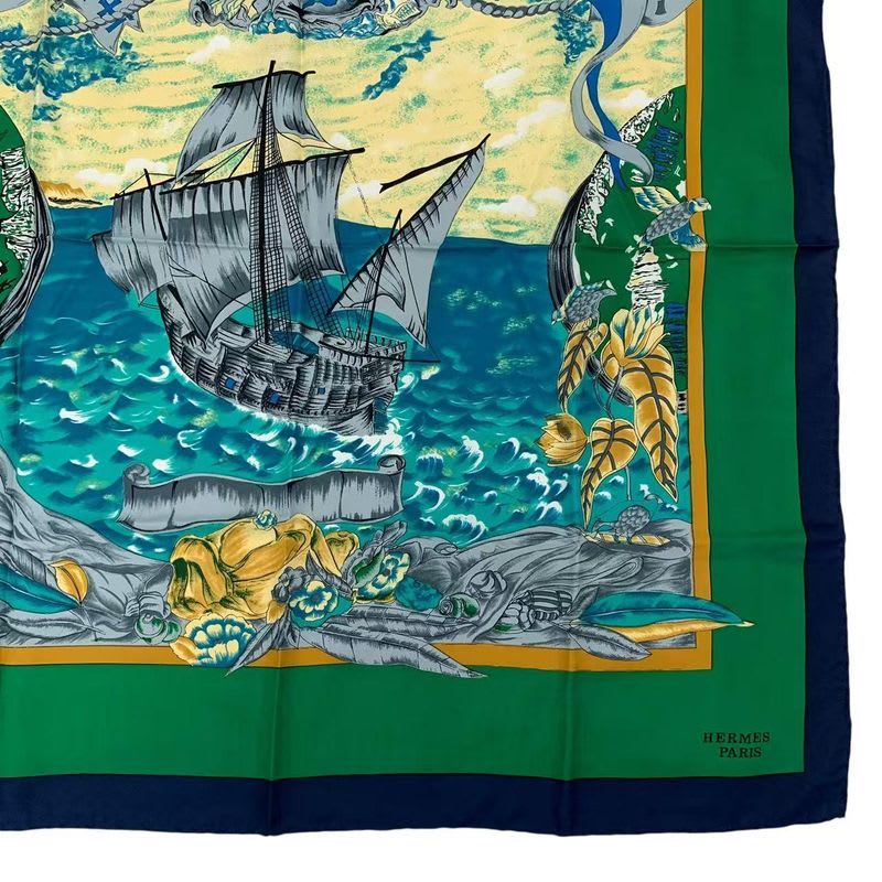 Hermes Scarf Carre 90 Silk Christophe Colomb Decouvre 1 Amerique 12 Octobre 1492 — view 5