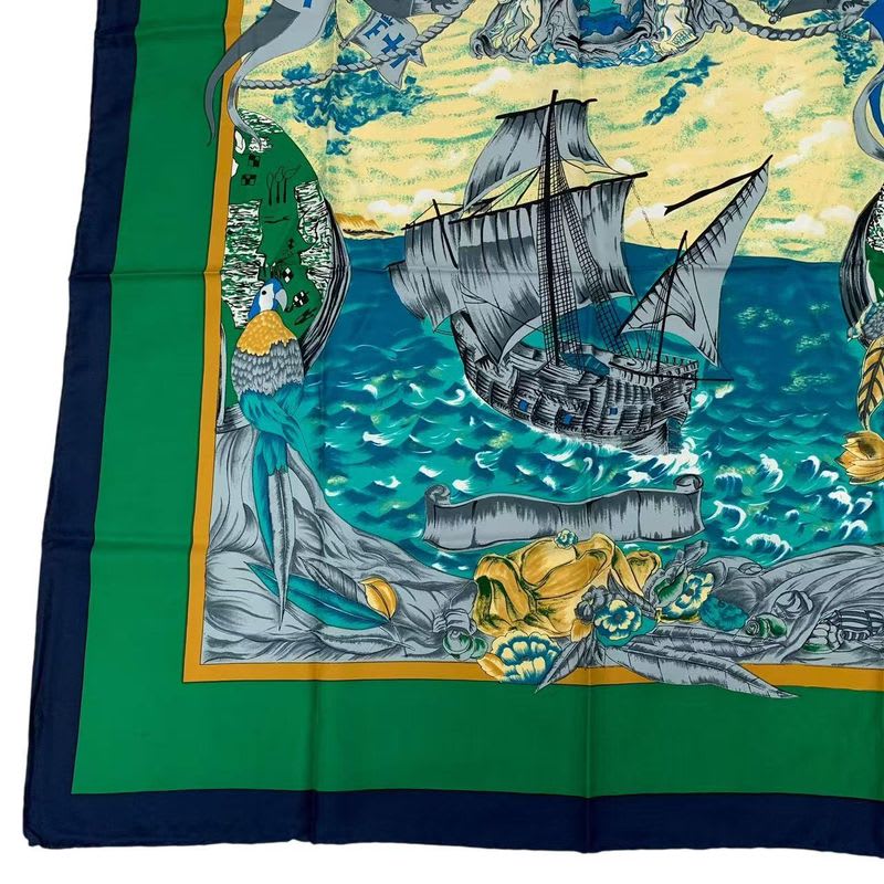 Hermes Scarf Carre 90 Silk Christophe Colomb Decouvre 1 Amerique 12 Octobre 1492 — view 4