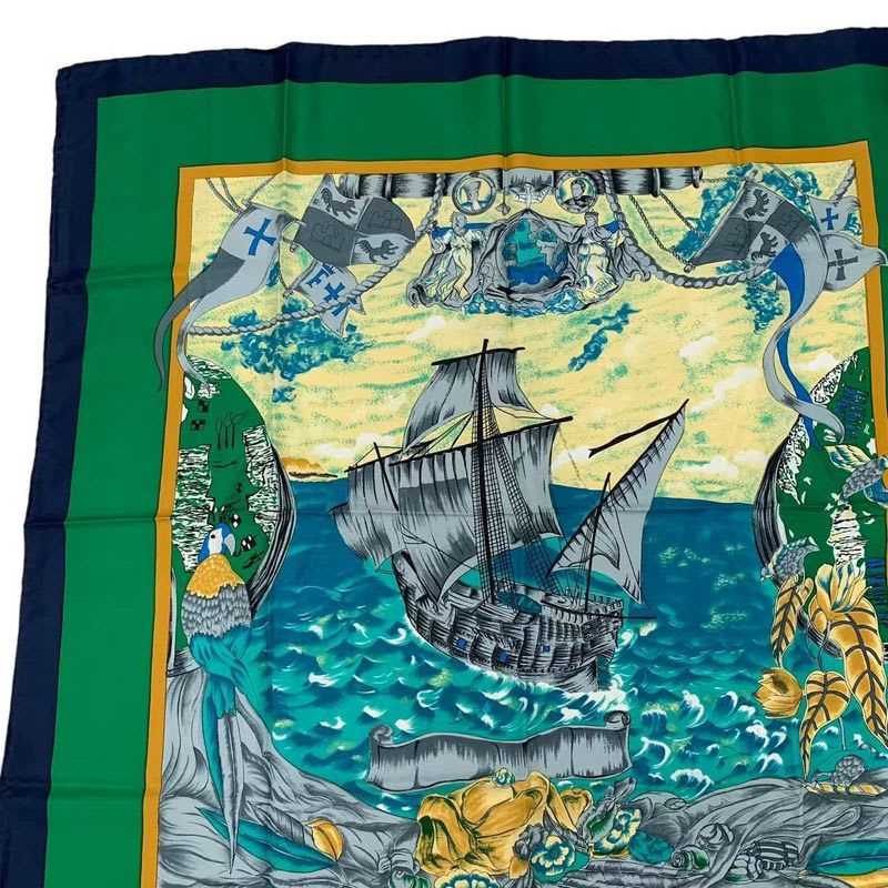 Hermes Scarf Carre 90 Silk Christophe Colomb Decouvre 1 Amerique 12 Octobre 1492 — view 2
