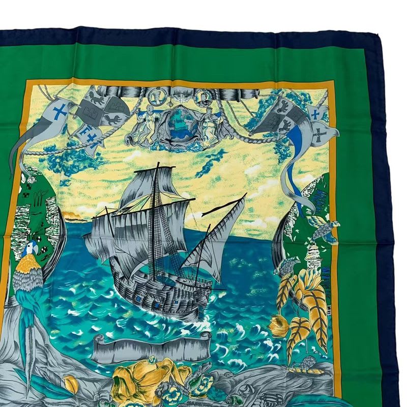 Hermes Scarf Carre 90 Silk Christophe Colomb Decouvre 1 Amerique 12 Octobre 1492 — view 3