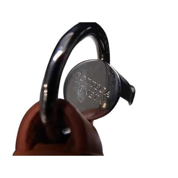 Bottega Veneta Key Holder Intrecciato Orange Leather Silver Hardware — view 2