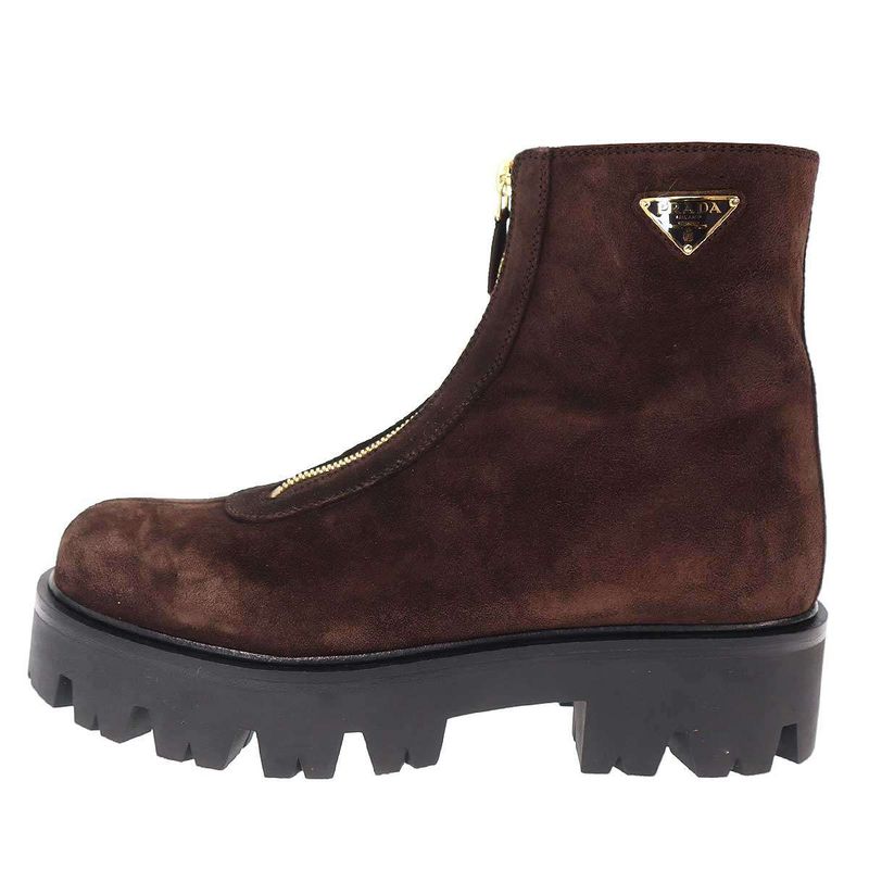 Prada 25 AW Suede Zip Booties 328 Brown 40 — view 2