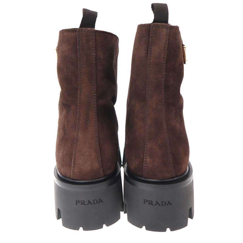Prada 25 AW Suede Zip Booties 328 Brown 40 — view 3