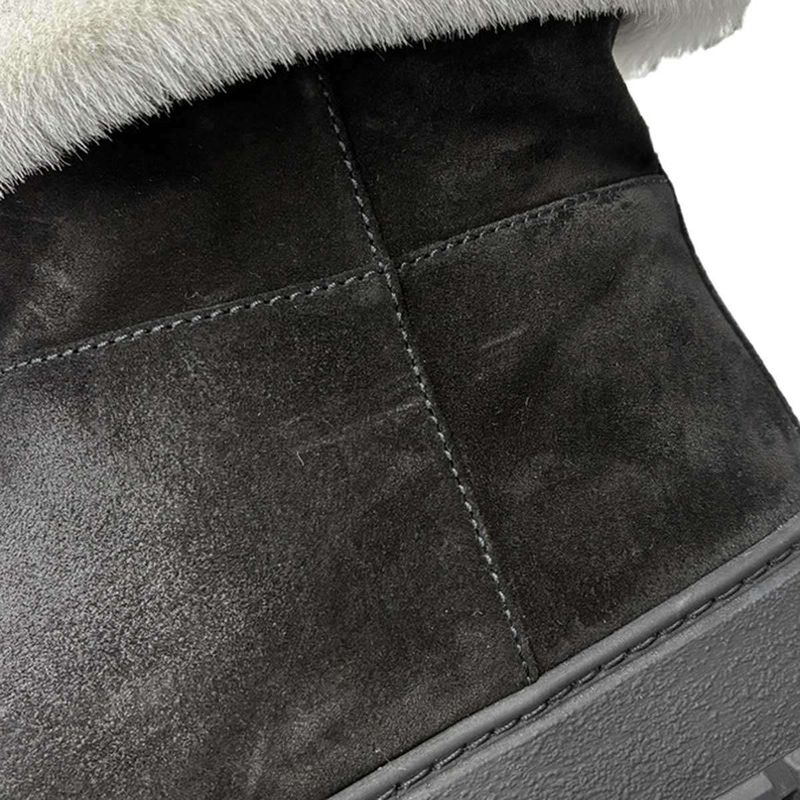 Prada Mouton Leather Triangle Logo Haraco Boots 8830 9533 Black 39 — view 7