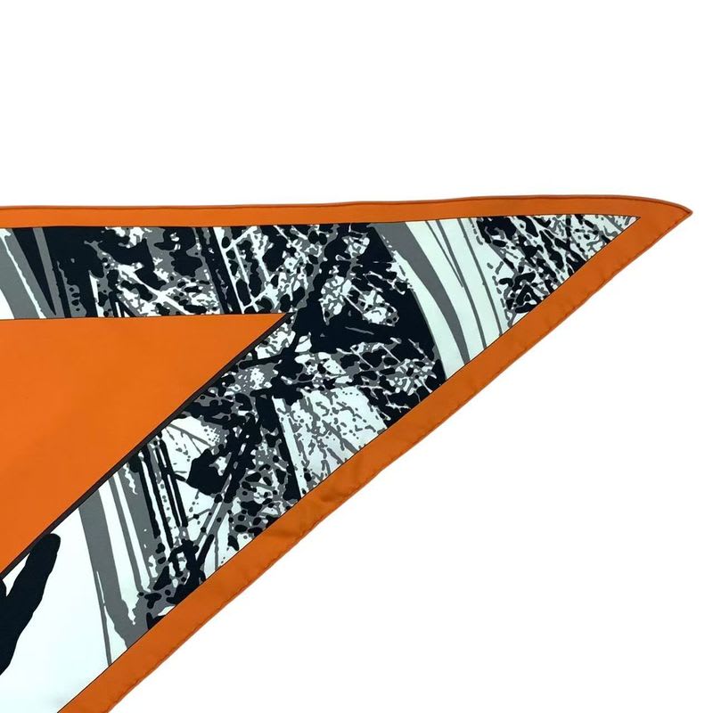 Hermes Triangle Scarf Large Silk Flying Box Orange — view 5