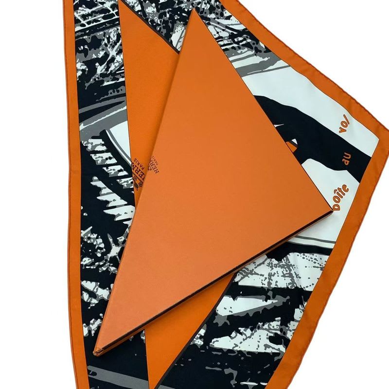 Hermes Triangle Scarf Large Silk Flying Box Orange — view 2