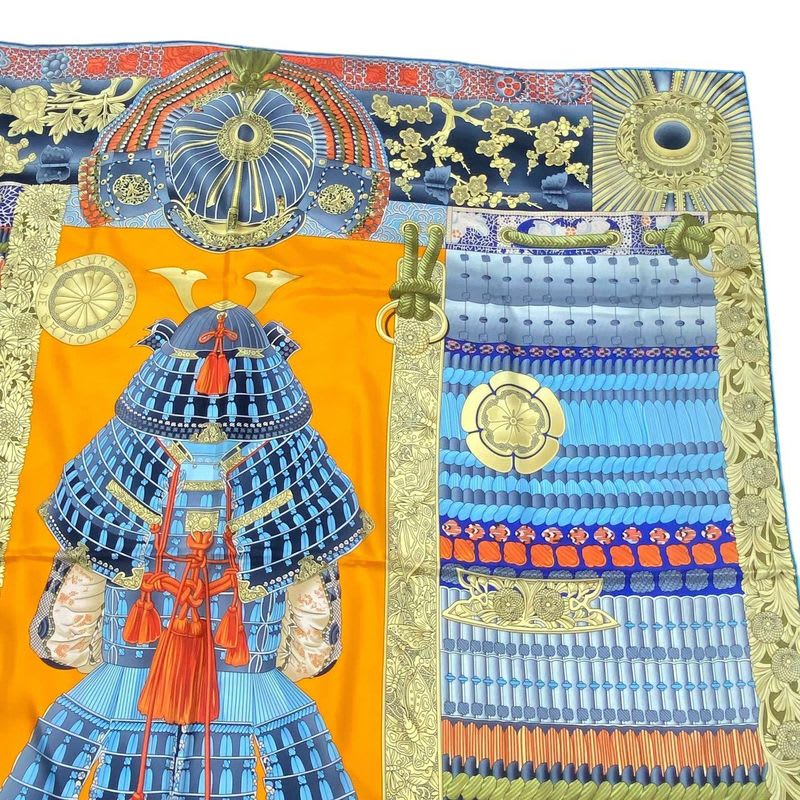 Hermes Carre 140 Scarf Silk Large Parures de Samourais Samurai Armor — view 4