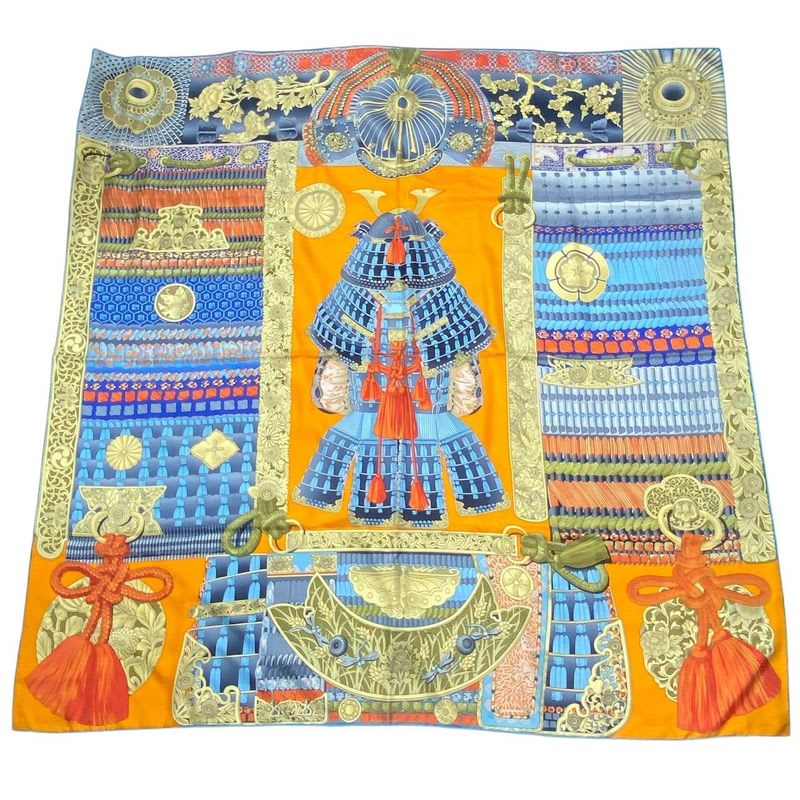 Hermes Carre 140 Scarf Silk Large Parures de Samourais Samurai Armor — view 2