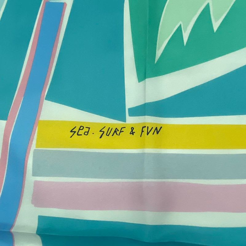 Hermes Carre 140 Scarf Silk Large SEA SURF & FUN And Fan Multicolor Box — view 7