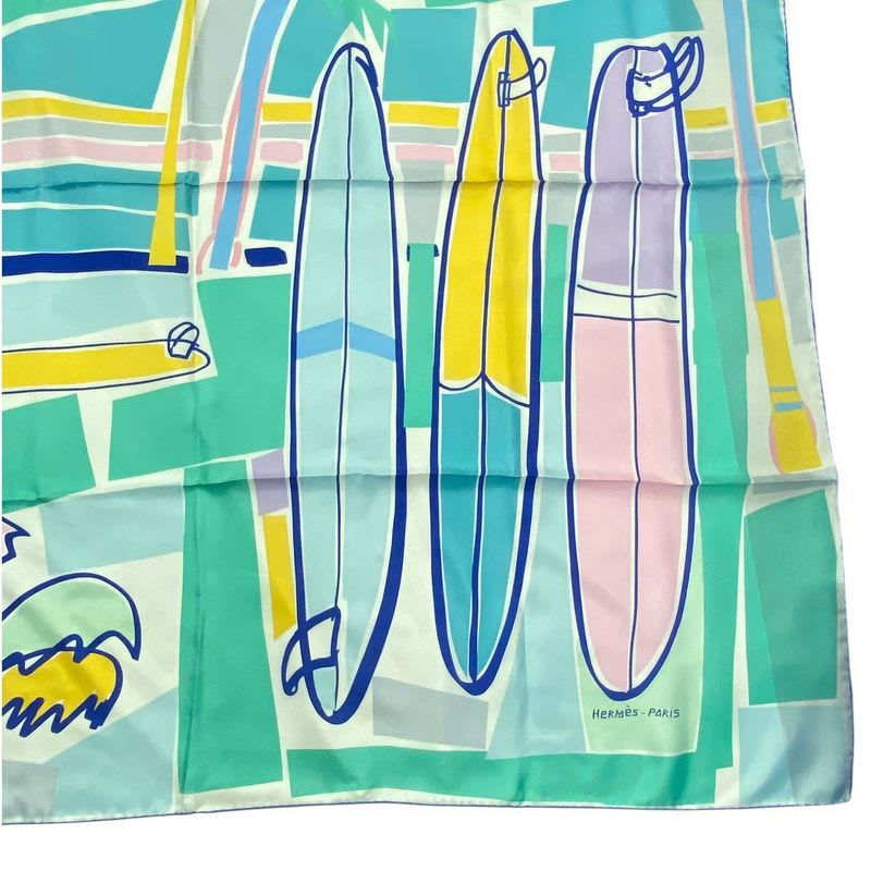Hermes Carre 140 Scarf Silk Large SEA SURF & FUN And Fan Multicolor Box — view 6