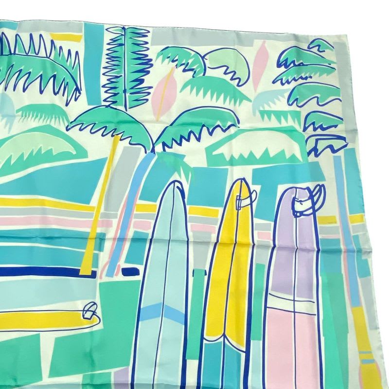 Hermes Carre 140 Scarf Silk Large SEA SURF & FUN And Fan Multicolor Box — view 4