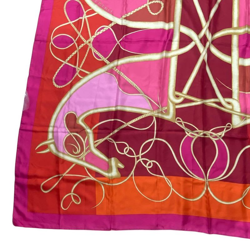 Hermes Carre 140 Scarf Silk Large Coup De Fouet Whip Pink — view 4