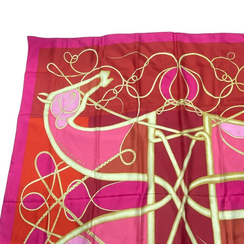 Hermes Carre 140 Scarf Silk Large Coup De Fouet Whip Pink — view 2