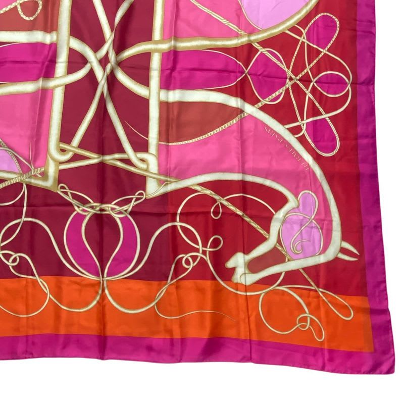 Hermes Carre 140 Scarf Silk Large Coup De Fouet Whip Pink — view 5