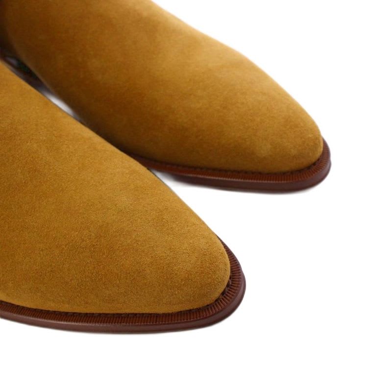 Celine Camargue Biker Chelsea Boots Short Side Gore Suede 43 Brown KH — view 4