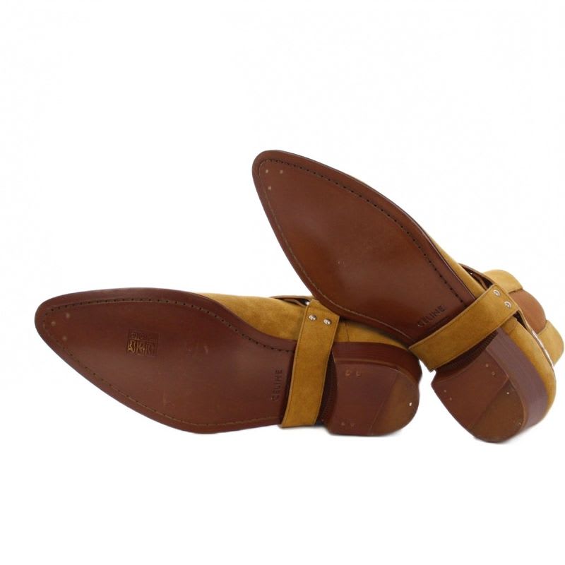 Celine Camargue Biker Chelsea Boots Short Side Gore Suede 43 Brown KH — view 6