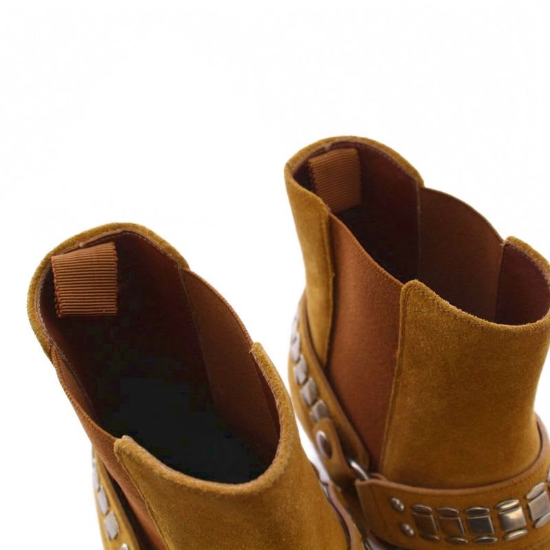 Celine Camargue Biker Chelsea Boots Short Side Gore Suede 43 Brown KH — view 5