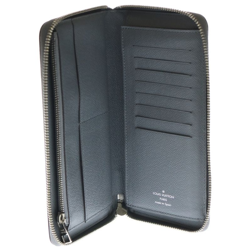 Louis Vuitton Zippy Wallet Vertical Taiga Glacier Round Zipper Gray — view 4