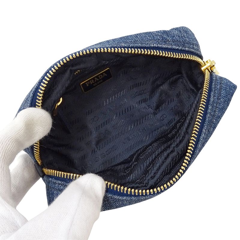 Prada Pouch Denim Blue Navy Logo Mini Small — view 6