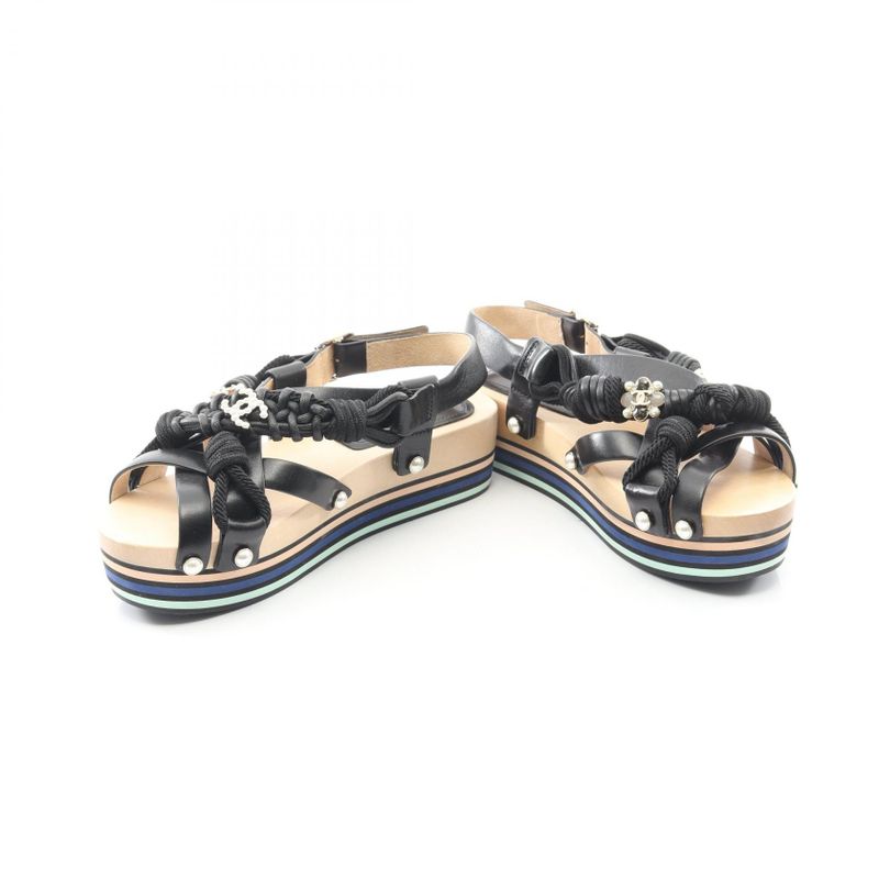 Chanel Sandals Coco Mark Leather — view 3