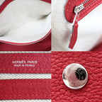 Hermes Garden Party PM Handbag Red Silver Hardware Negonda T Stamp — view 8