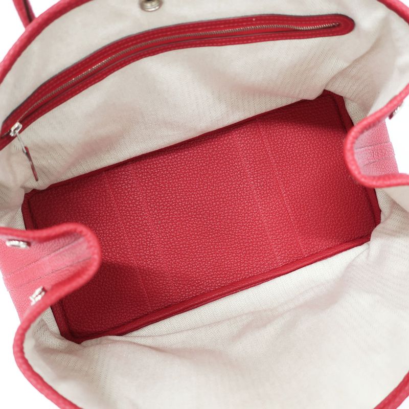 Hermes Garden Party PM Handbag Red Silver Hardware Negonda T Stamp — view 7