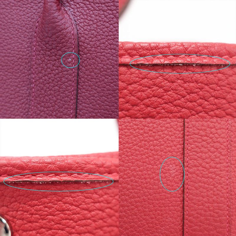 Hermes Garden Party PM Handbag Red Silver Hardware Negonda T Stamp — view 9