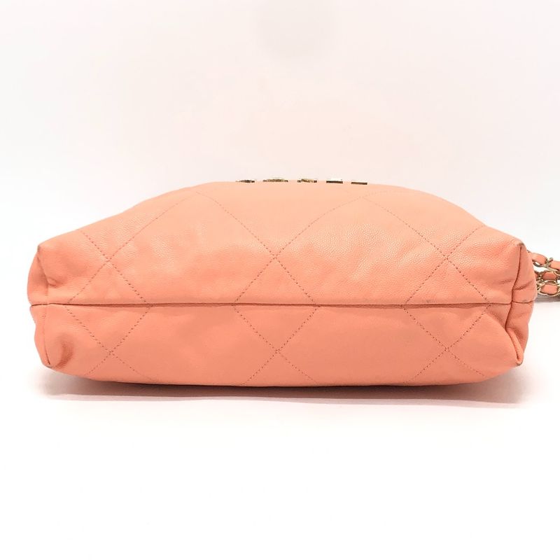Chanel Shoulder Bag 22 Small As3260 Caviar Leather Coral Pink — view 6