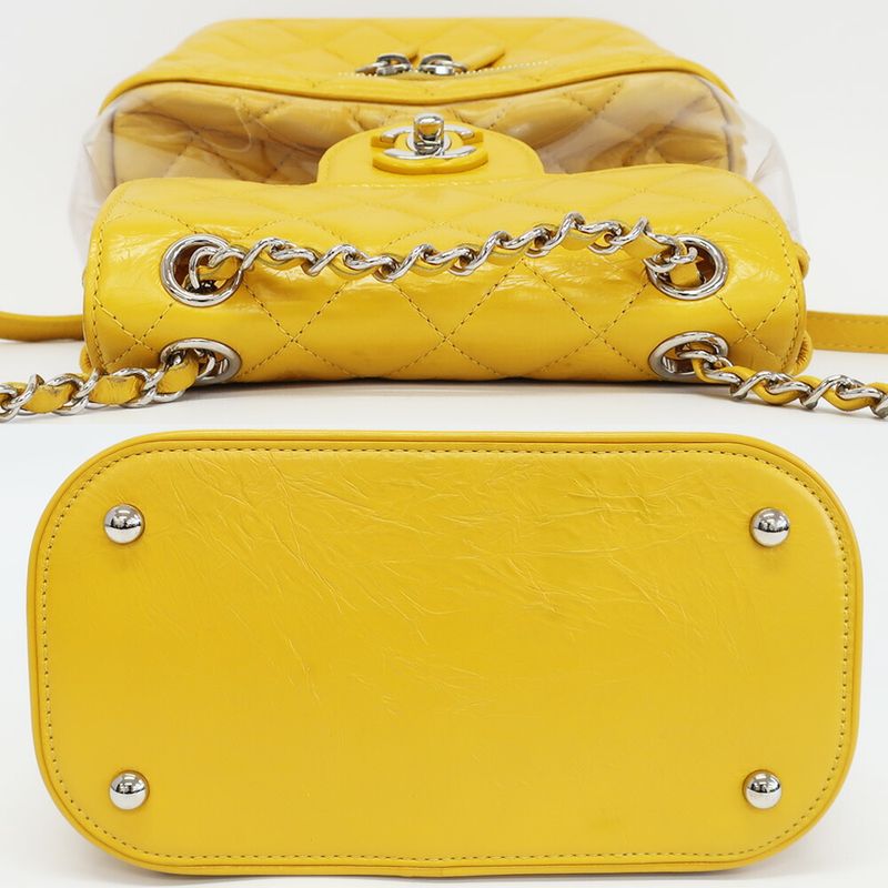 Chanel Backpack Rucksack Sac Chain Shoulder Yellow Silver Hardware — view 4