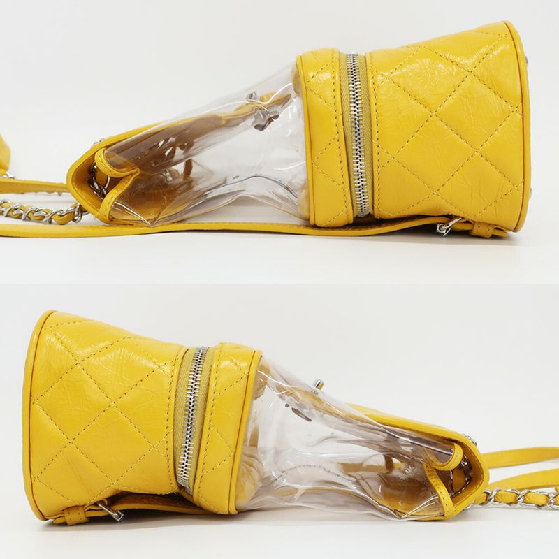 Chanel Backpack Rucksack Sac Chain Shoulder Yellow Silver Hardware — view 5