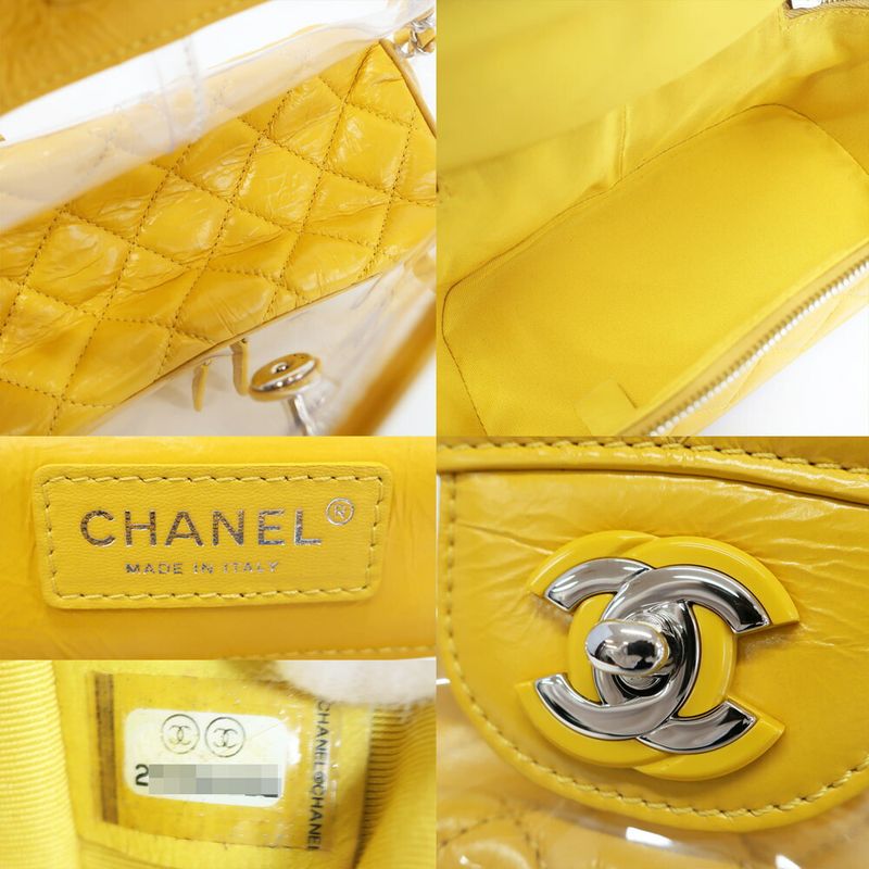 Chanel Backpack Rucksack Sac Chain Shoulder Yellow Silver Hardware — view 7