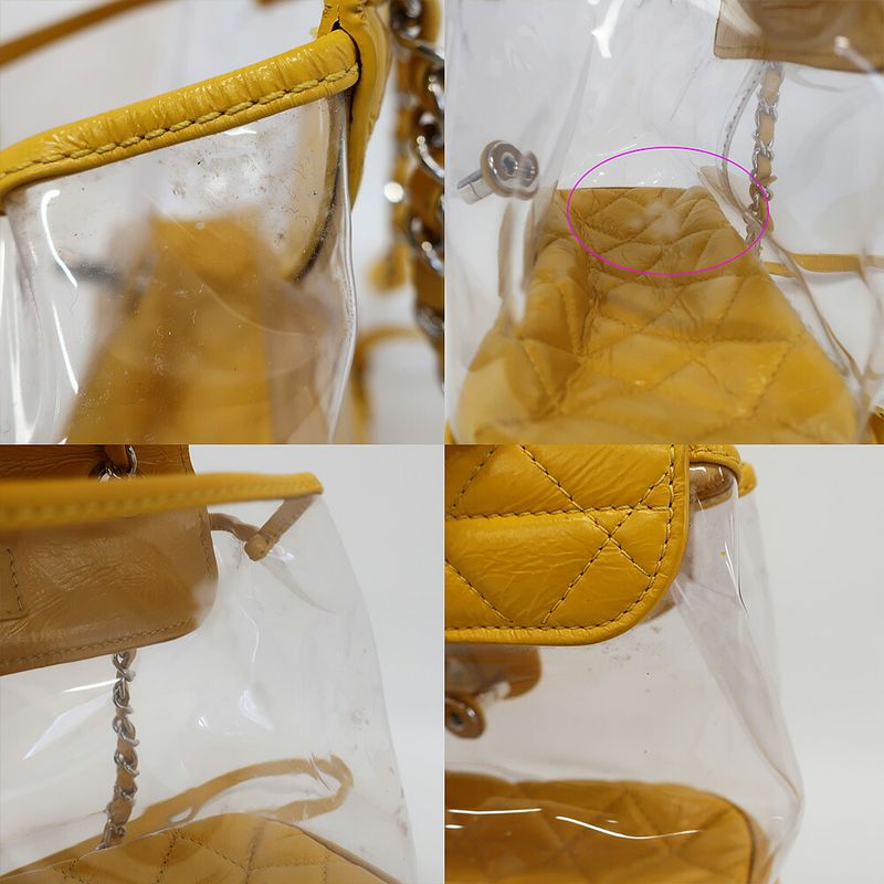 Chanel Backpack Rucksack Sac Chain Shoulder Yellow Silver Hardware — view 9