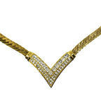 Christian Dior Vintage V-shaped Necklace Choker Accessory Rhinestone — view 3