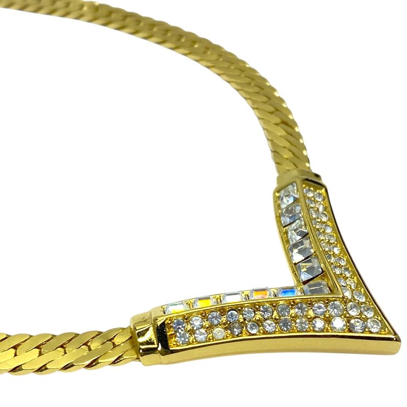 Christian Dior Vintage V-shaped Necklace Choker Accessory Rhinestone — view 6
