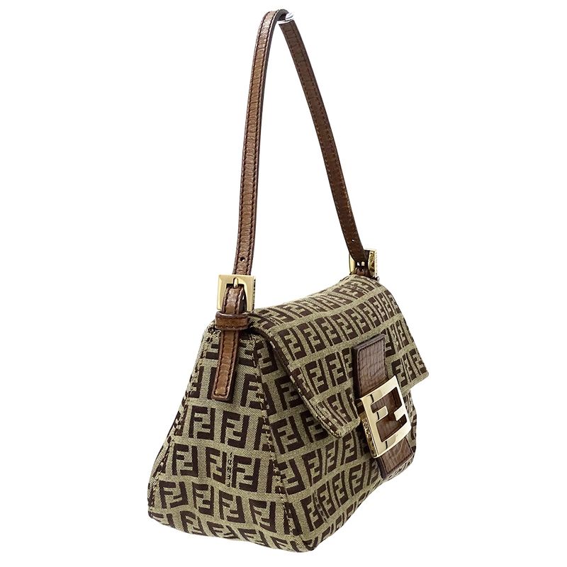 Fendi Bag Handbag Zucchino Canvas Brown Mini Micro Small — view 5