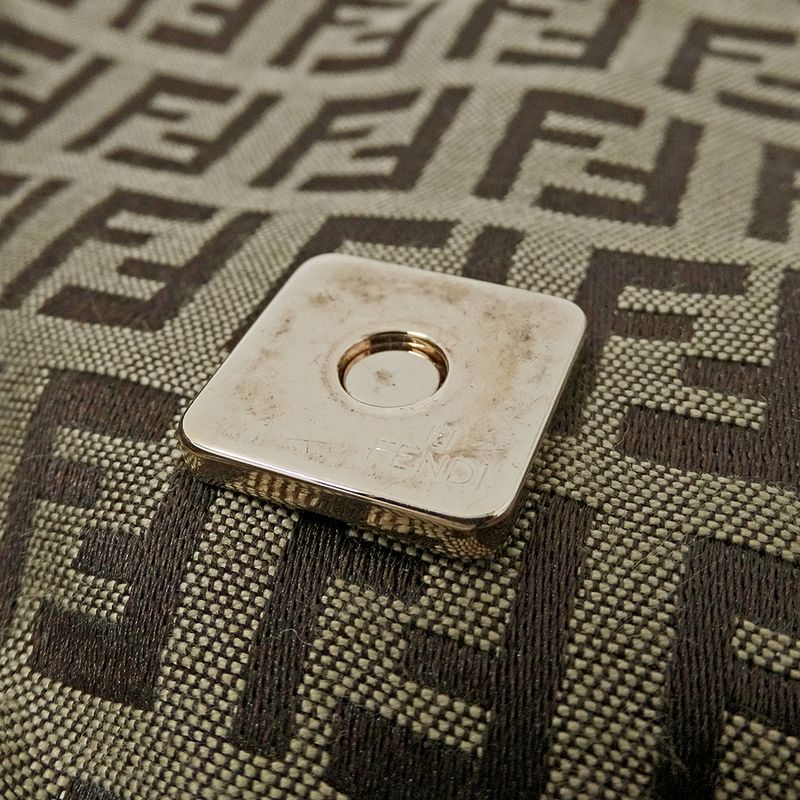 Fendi Bag Handbag Zucchino Canvas Brown Mini Micro Small — view 9
